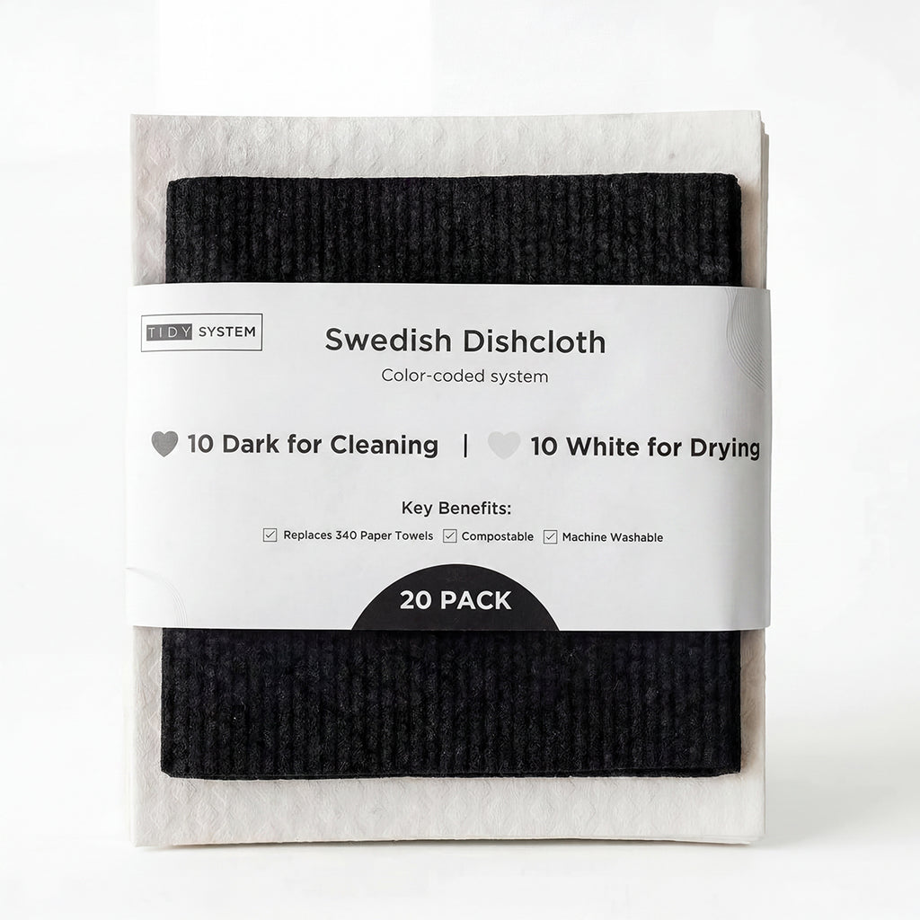 Tidy System Swedish Dishcloths — 20 Pack | Color-Coded Cleaning System