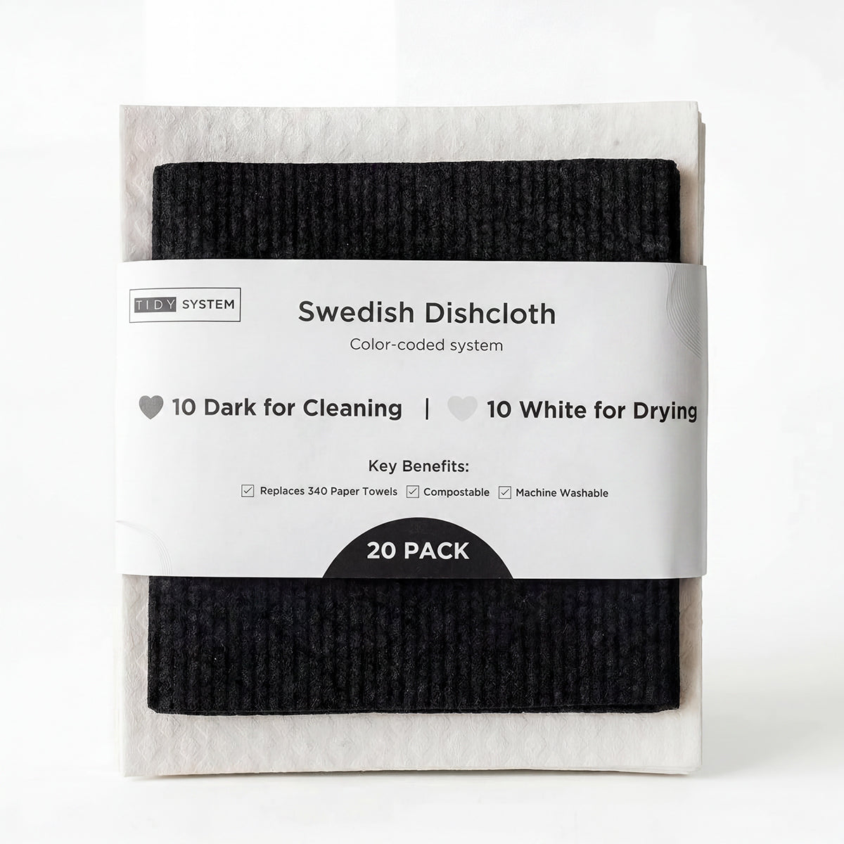 Tidy System Swedish Dishcloths — 20 Pack | Color-Coded Cleaning System